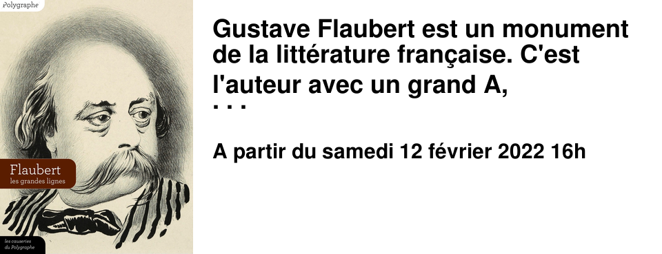 Gustave Flaubert est un monument de la litt�rature fran�aise. C'est l'auteur avec un grand A, ind�boulonnable, incontestable... illisible aussi pour certains tellement il semble loin, presque inaccessible. L'homme derri�re l'auteur �tait pourtant fait de chair et de sensibilit�, plein de paradoxes, de r�voltes et d'humour. En faisant plus ample connaissance avec lui, nous trouverons non seulement de l'int�r�t mais aussi du plaisir � la lecture de ses romans.