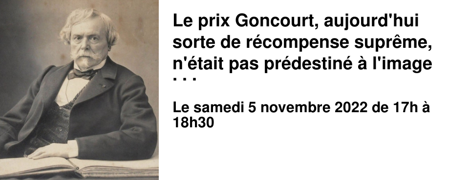 Le prix Goncourt, aujourd'hui sorte de r�compense supr�me, n'�tait pas pr�destin� � l'image acad�mique qu'il renvoie aujourd'hui : sa naissance est m�me pleine de turpitudes... Surtout, le Goncourt, avec plus de cent laur�ats, c'est une incroyable s�rie d'histoires ! Rendez-vous le samedi 5 novembre, surlendemain de l'attribution du Goncourt 2022, � 17h au Brouillon.